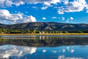 Reflective lake in Big Bear, CA